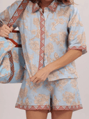Las Sureñas Top Africa Light Blue Short Sleeve Shirt