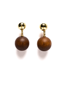 Lauren Amble Earrings Wooden Ball Drop Earrings