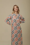 Lavi Dress Beatriz Dress in Blue & Orange Print