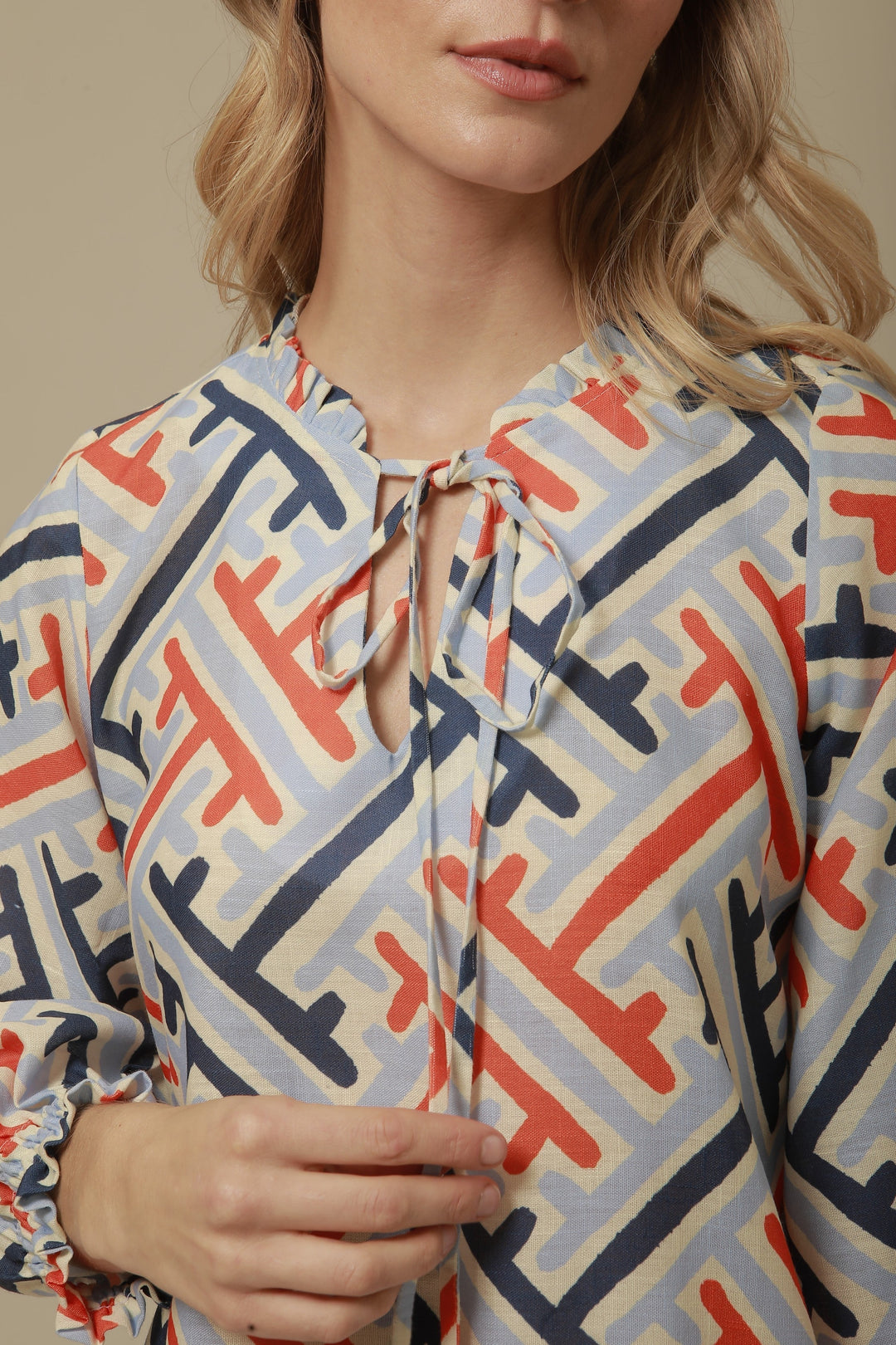 Lavi Dress Beatriz Dress in Blue & Orange Print