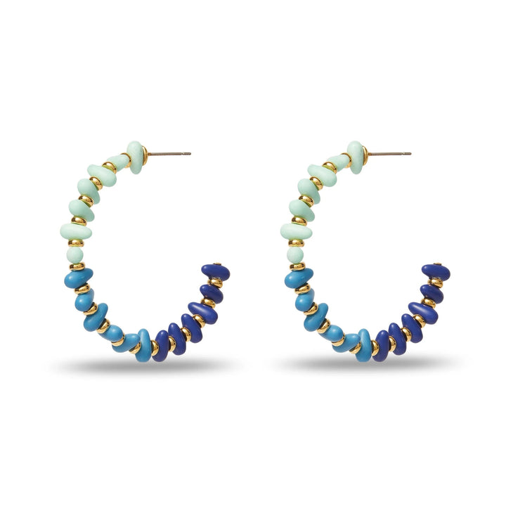Lele Sadoughi Earrings Lele Sadoughi | Ocean Cover Candy Beaded Large Hoop Earrings