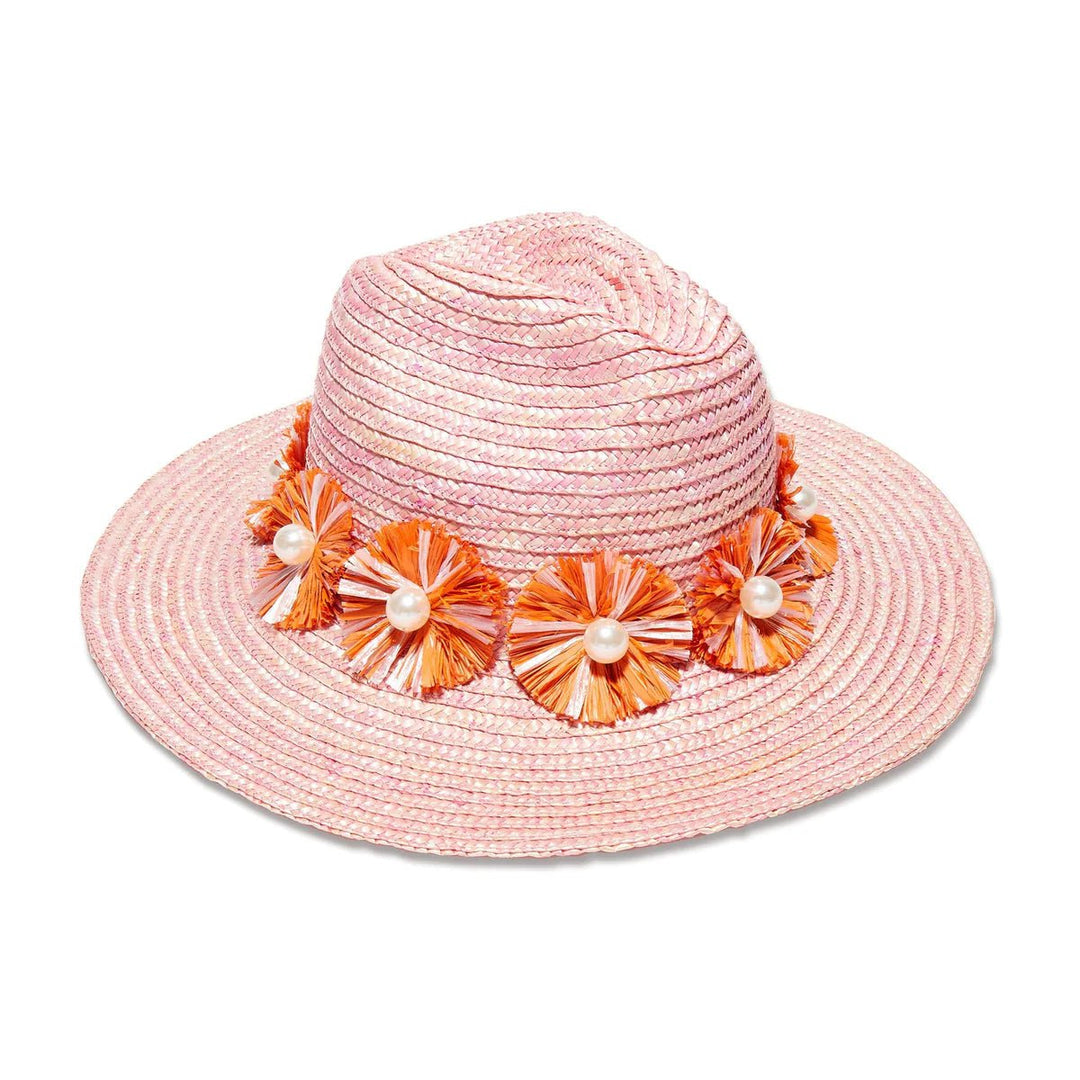 Lele Sadoughi Hat Lele Sadoughi | Coral Sunset Confetti Embellished Straw Hat