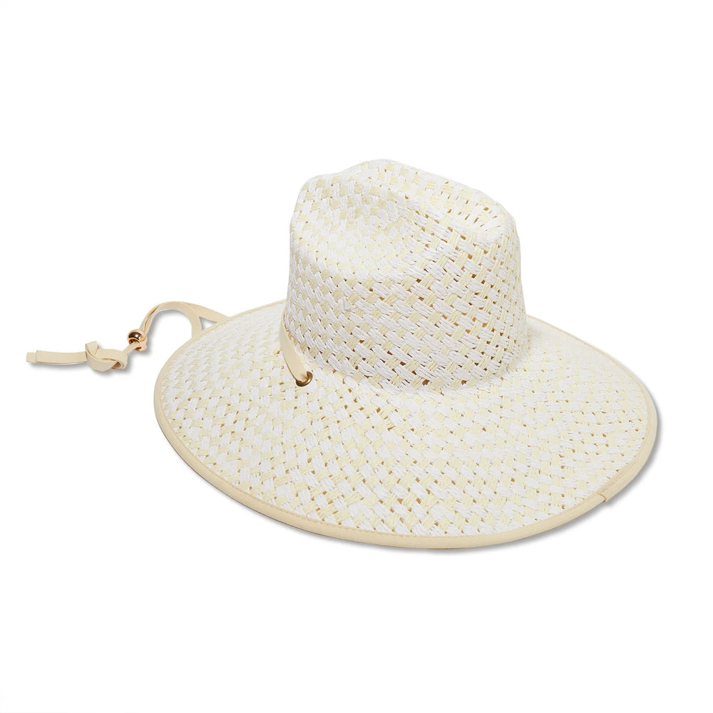 Lele Sadoughi Hat White Washed Checkered Hat