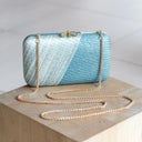 LIKHÂ Clutch Powder Blue Kimono Woven Clutch