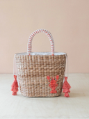 LIKHÂ Tote Mini Woven Tote Bag with Embroidered Lobster