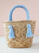 LIKHÂ Tote Powder Blue Small Seagrass Tote Bag with Wrapped Handles