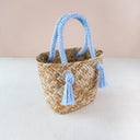 LIKHÂ Tote Powder Blue Small Seagrass Tote Bag with Wrapped Handles