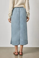 Lilla P Pant Denim Drawcord Skirt in Blue Wash