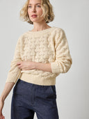 Lilla P Sweater Long Sleeve Ballet Neck Sweater in Winter White