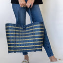 Lilley Line Tote Medium Fog Blue Tote in Sailor Stripe