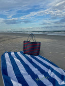Lilley Line Tote Medium Sailor Stripe Fog Blue & Red