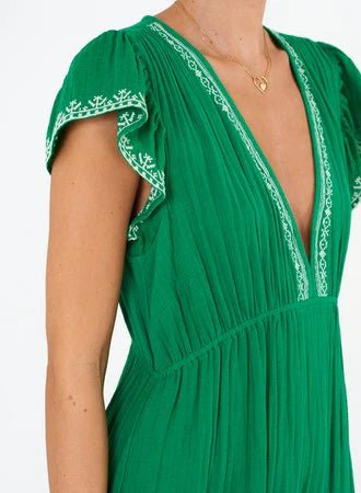 M.A.B.E Dress Cella Embroidered Dress in Green