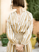 Maison Marigold Top Porto Popover in Khaki Stripe