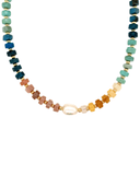 Mali Beads Necklace Bold Natural Gemstone Beaded Layering Necklace with Pearl Accent