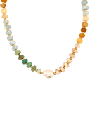 Mali Beads Necklace Pastel Natural Gemstone Beaded Layering Necklace with Pearl Accent