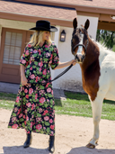 The Mary Jane Dress | Black Fancy Flower