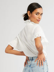 Mille Apparel Mille | Vanessa Top in Swiss Pearl Dot