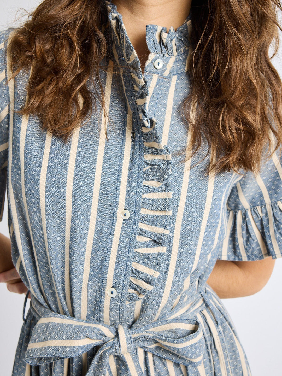 Victoria Dress in Chambray Stripe