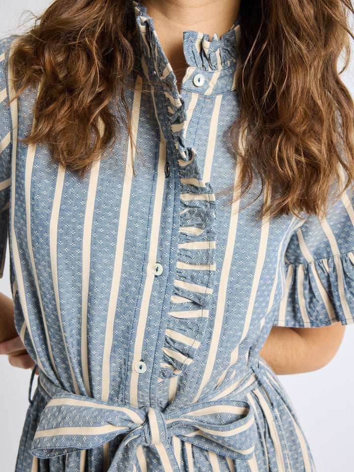 Victoria Dress in Chambray Stripe