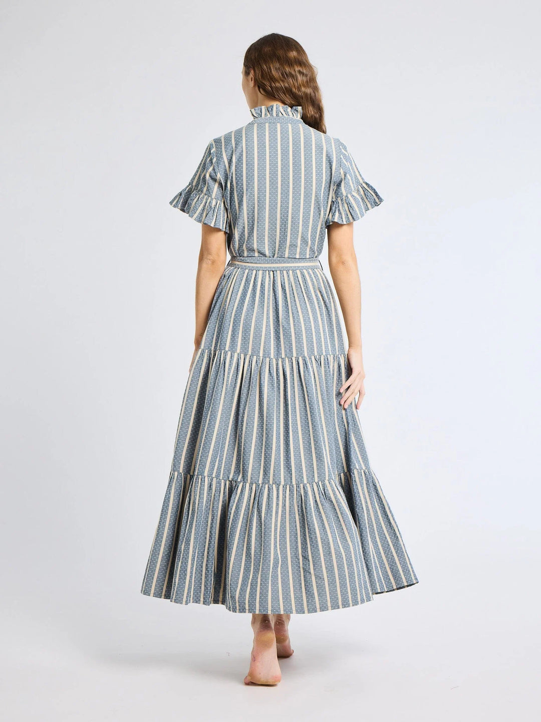 Victoria Dress in Chambray Stripe