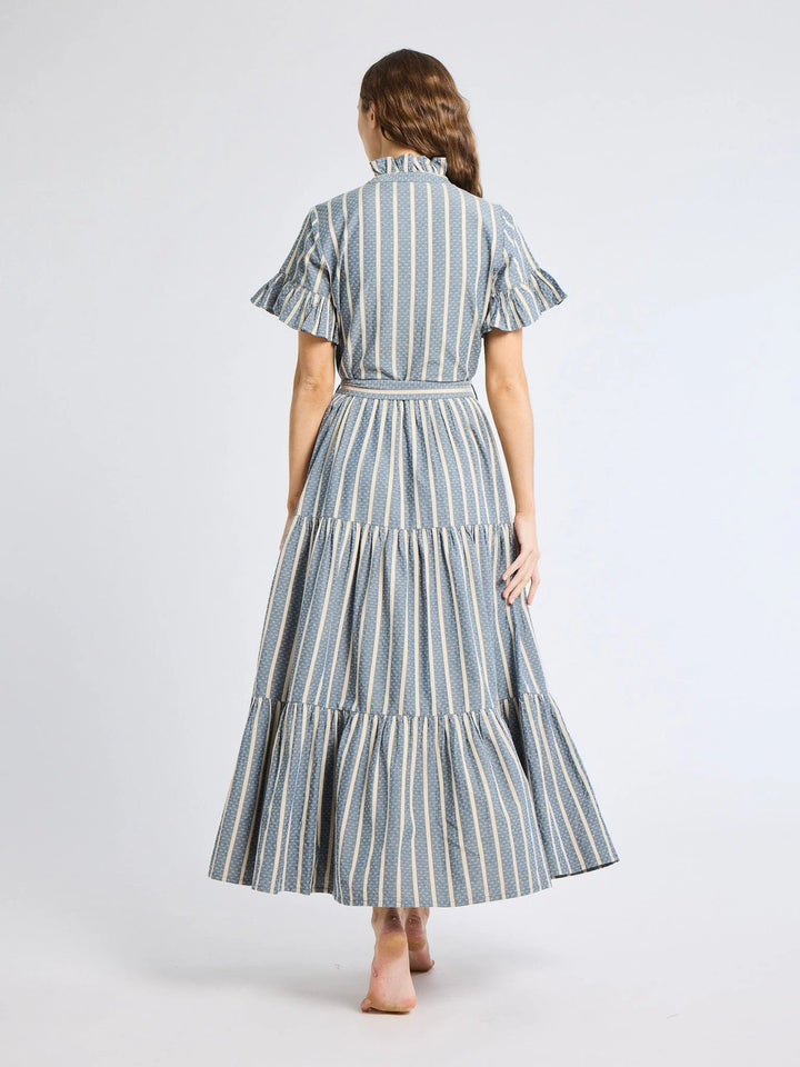 Victoria Dress in Chambray Stripe