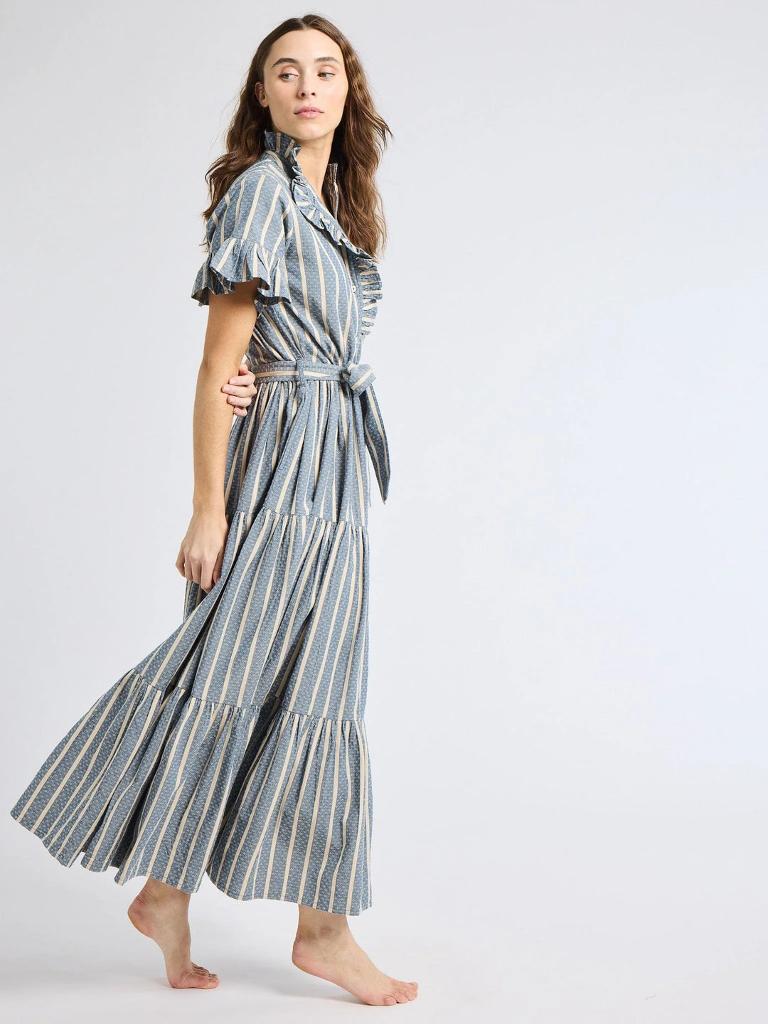 Victoria Dress in Chambray Stripe