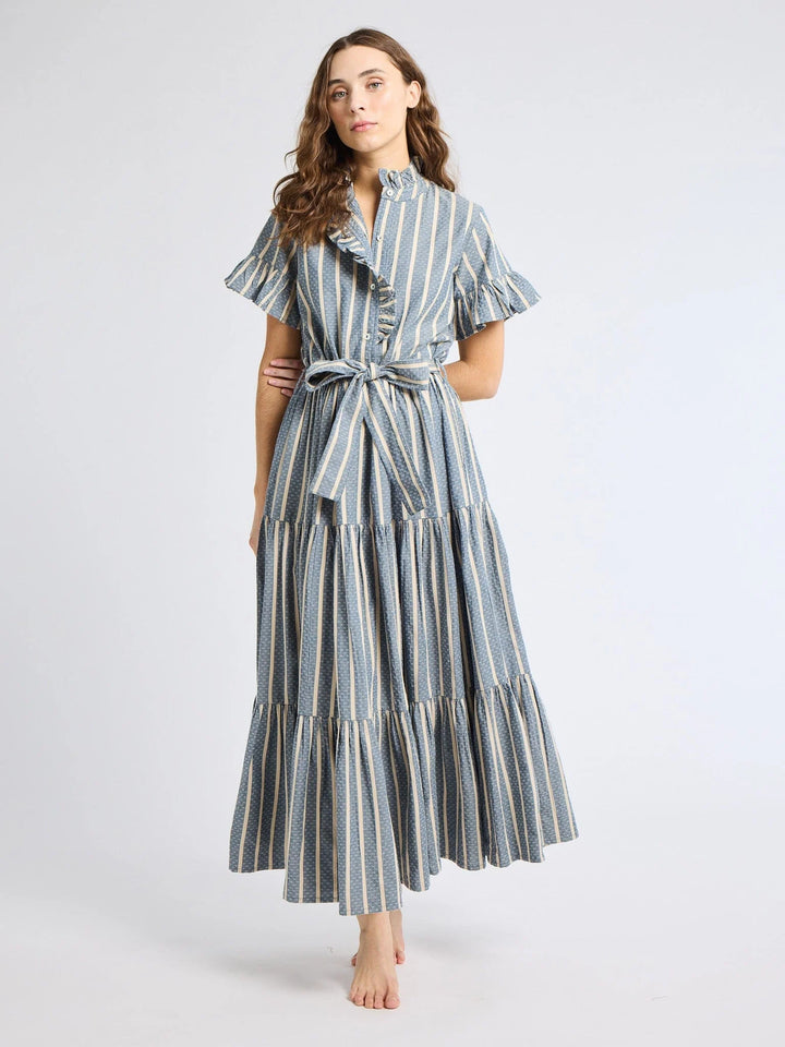 Victoria Dress in Chambray Stripe