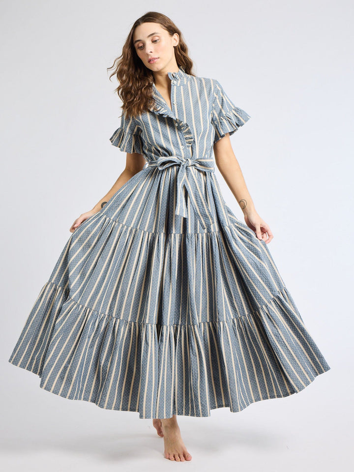 Victoria Dress in Chambray Stripe