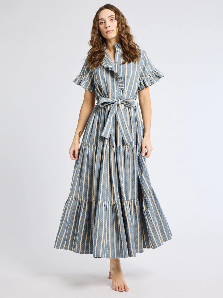 Victoria Dress in Chambray Stripe
