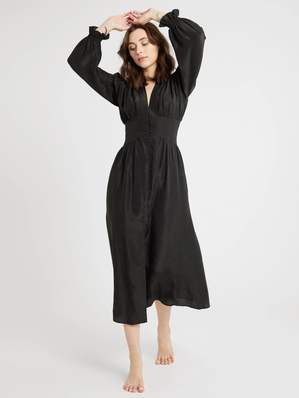 Mille Dress Anya Dress in Black Washed Silk