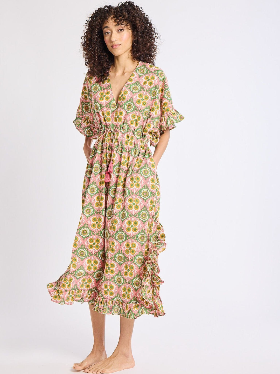 Mille Dress One Size / Pink Eden Caftan in Yucatan