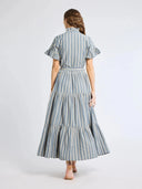 Mille Dress Victoria Dress in Chambray Stripe