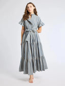 Mille Dress Victoria Dress in Chambray Stripe
