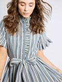 Mille Dress Victoria Dress in Chambray Stripe