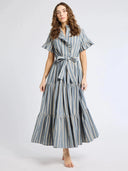 Mille Dress Victoria Dress in Chambray Stripe