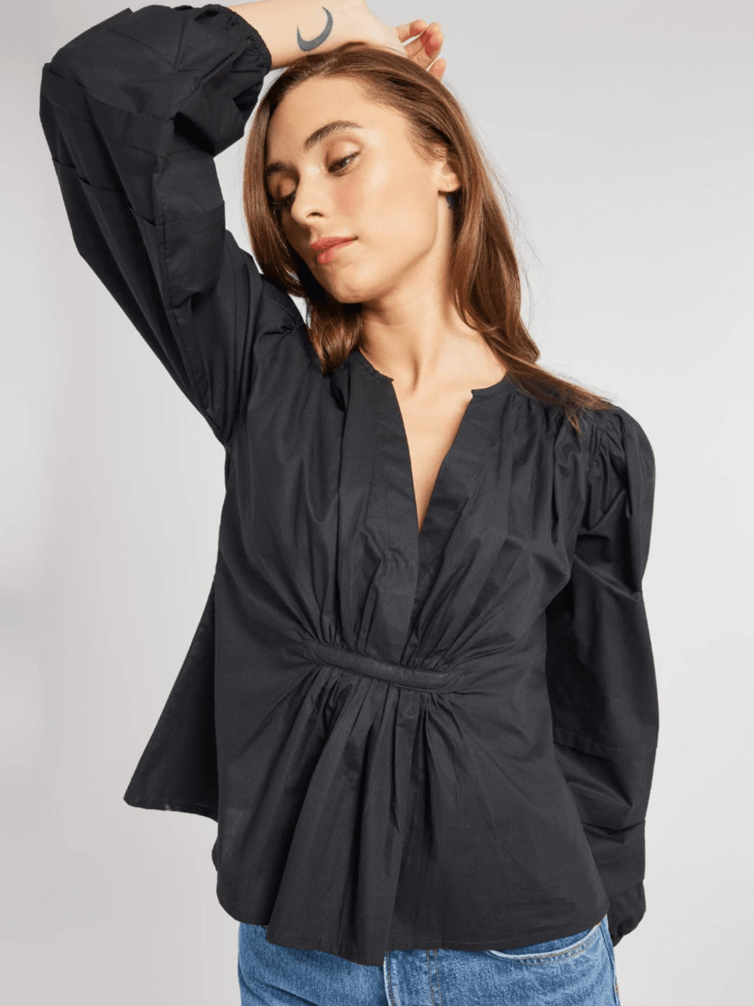 Mille Top Stevie Top in Black Poplin