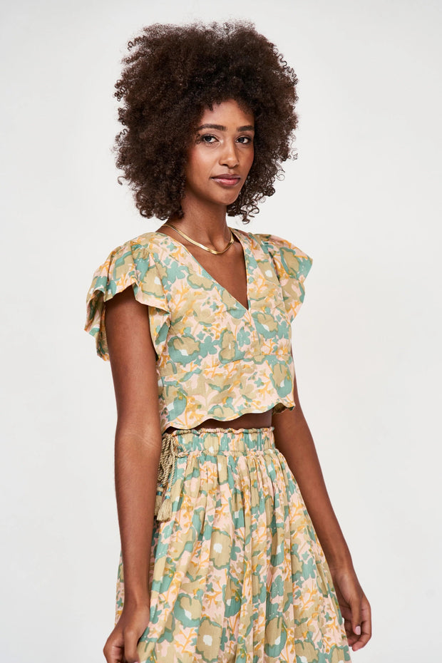 Mirth Apparel MIRTH Clothing | Naples Top in Olive Bloom