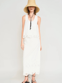 Mirth Top Charleston Tank in White Embroidered Deco