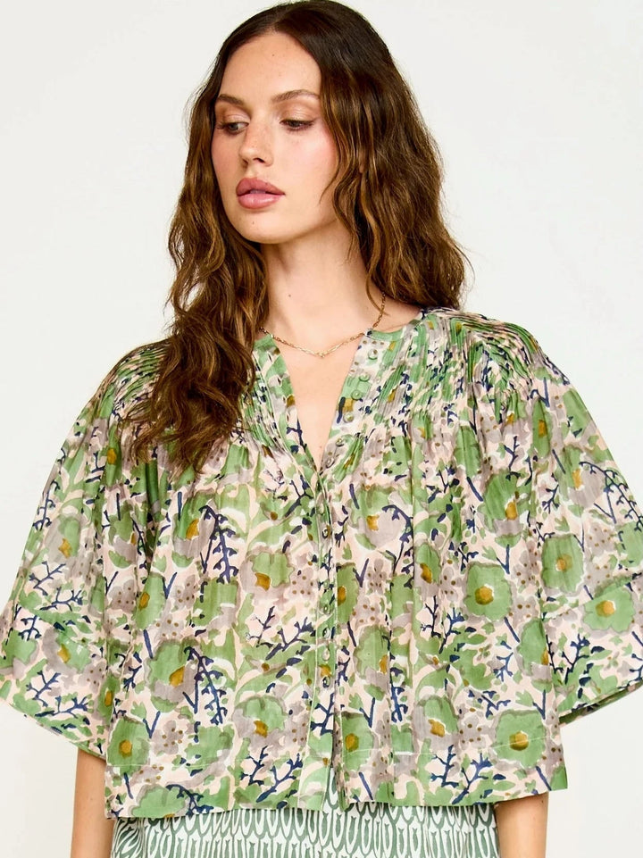 Mirth Top Kerala Blouse in Lavender Bloom