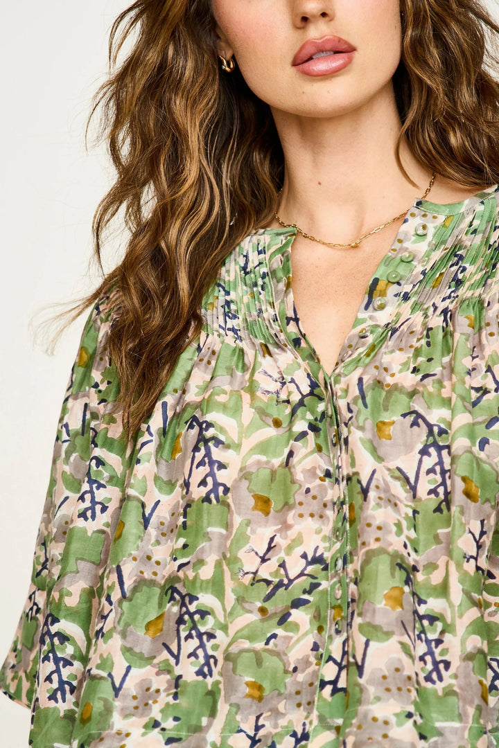 Mirth Top Kerala Blouse in Lavender Bloom