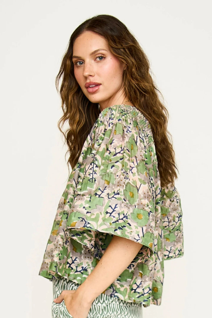 Mirth Top Kerala Blouse in Lavender Bloom