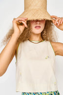 Mirth Top Santanyi Tank in Lime Jamdani