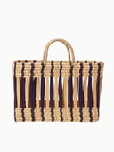Mogadoro Tote Striped Open Weave Rattan Medium Tote in Purple