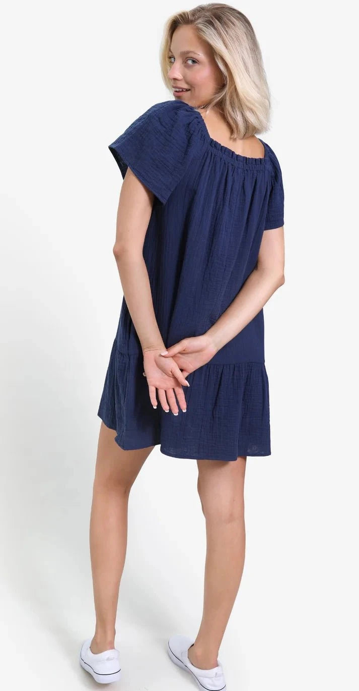 navyBLEU Dress The Molly Dress in Navy Gauze