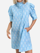navyBLEU Dress The Westport Dress in Light Blue Stamp