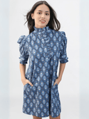 navyBLEU Dress The Westport Dress in Navy Blue Stamp