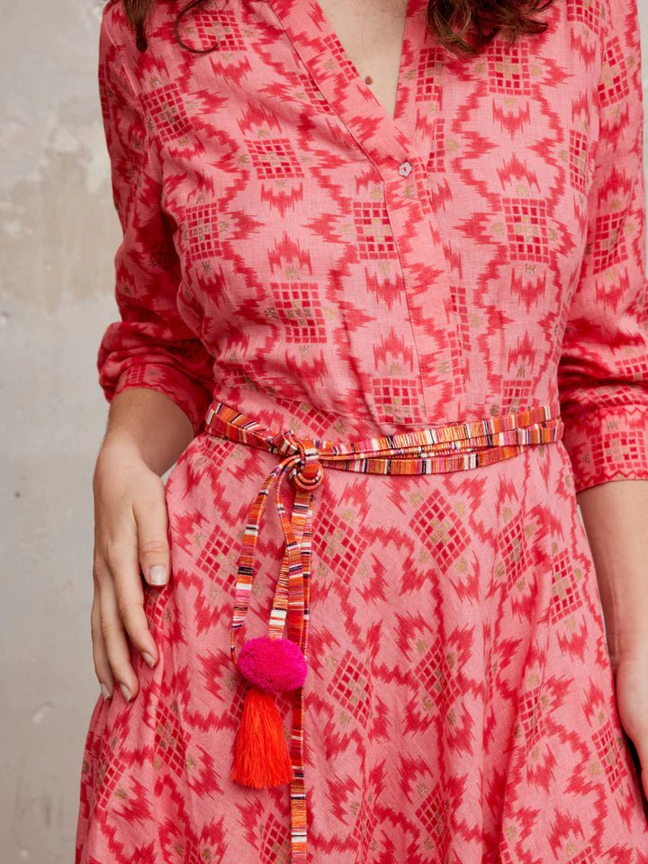 Nimo with Love Dress Azurite Dress in Coral Ikat
