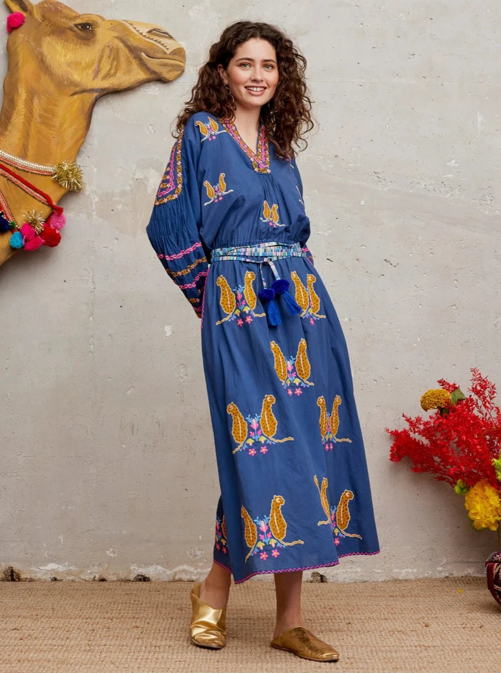Nimo with Love Dress Rosemary Dress in Navy / Leo Embroidery
