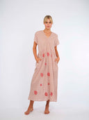 Nimo with Love Dress Sea Cale Dress in Dotty Mustard and Peony Embroidery