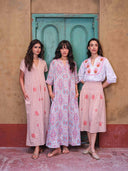 Nimo with Love Dress Sea Cale Dress in Dotty Mustard and Peony Embroidery